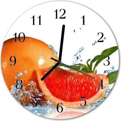 Produktbild von Glasuhr Wanduhr Küchenuhr Echt-Glas 30fi cm Grapefruit orange