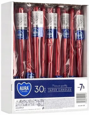 Obrázek produktu pro Bispol Aura Kuželové svíčky Červená Metalická 30 ks