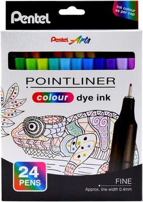 Obrázek produktu pro Pentel S40-24 PentelArts Fineliner POINTLINER s barevným barvivovým inkoustem, sada 24 kusů