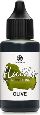 Image de Octopus Fluids Alcohol Ink OLIVE, encre à base d'alcool pour Fluid Art et Resin, vert