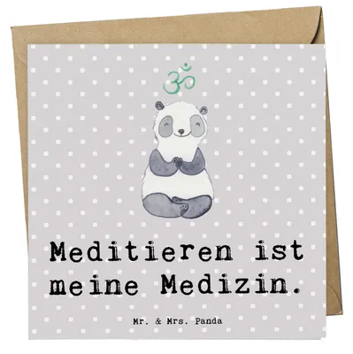 Produktbild von Mr. & Mrs. Panda Grußkarte Panda Meditieren - Grau Pastell - Geschenk, Meditationskurs, faltkarte, doppelkarte, Klappkarte, Meditation, anlasskarte, Glückwunschkarte