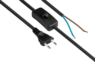 Image de Câble d'alimentation Euro type C extrémités dénudées interrupteur 1,5 m noir