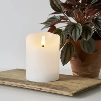 Zdjęcie produktu dla Świeca Led woskowa pieńkowa FLAMME RUSTIC biała 10cm