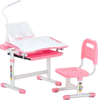 Obrázok produktu pre VEVOR stolová súprava, detský stôl a stolička, výškovo nastaviteľný (53-71 cm), nosný (100 kg), vhodný do spálne, ružový