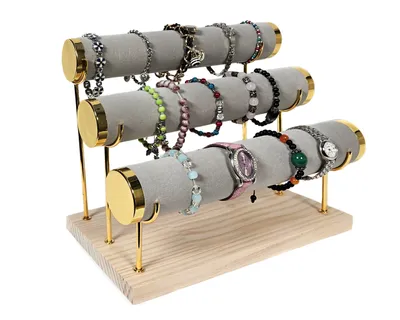 Produktbild von 3er Schmuckständer Schmuckhalter für Uhren Armband mit Metallträger grau