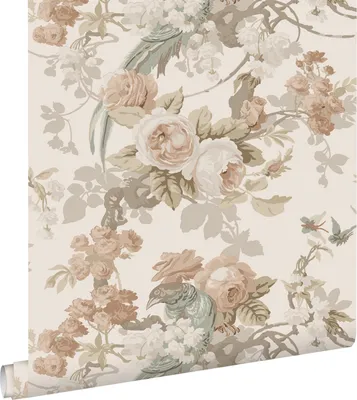 Obrázek produktu pro ESTAhome Tapeta květiny a ptáci v béžové barvě - 139807 - 50 x 900 cm