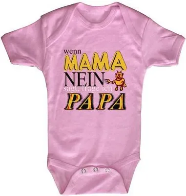 Produktbild von Babystrampler mit Print - wenn Mama nein sagt frage ich Papa - 08306 versch. Farben Gr. 0-24 Monate Color - rosa Größe - 6-12 Monate