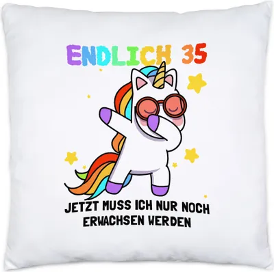 Produktbild von Endlich 35 Kissen inkl. Füllung Geburtstag Einhorn Lustig Spruch Frauen Geschenkidee Mädchen 35. Geburtstag 35 Jahre