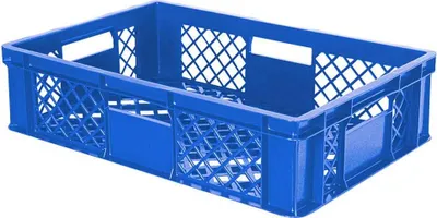 Produktbild von 90 Stück Eurobehälter durchbrochen/Bäckerkiste, LxBxH 600 x 400 x 150 mm, PE-HD, lebensmittelecht, blau, Palettenware
