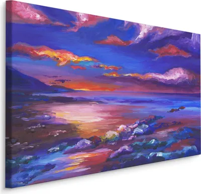 Produktbild von Fabelhafte Canvas LEINWAND BILDER 90x60 cm XXL Kunstdruck Meer Strand Dämmerung