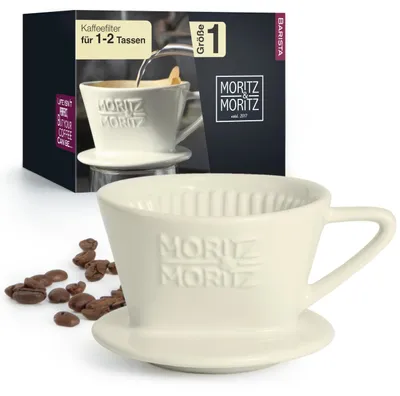 Produktbild von Moritz & Moritz Kaffeefilter Porzellan Größe 1, wiederverwendbar, kompatibel mit Melitta Filtertüten