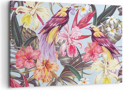 Produktbild von Bild auf Leinwand - Leinwandbild - Blume Vogel Sommer - 120x80cm - Wand Bild - Wanddeko - Leinwanddruck - Bilder - Kunstdruck - Wanddekoration - Leinwand bilder - Wandkunst - AA120x80-3485