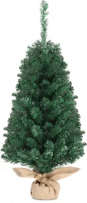 Produktbild von 36 Zoll künstlicher Mini-Weihnachtsbaum für den Tisch mit Stoffbeutelsockel für Schreibtisch , kleiner Weihnachtsbaum mit 100 Zweigspitzen