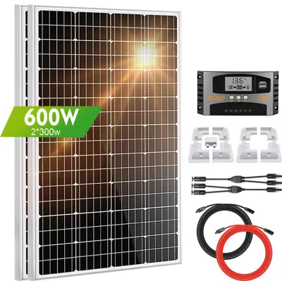 Produktbild von 600W Wohnmobil Set Solaranlage Komplettpaket Solarmodul Mit Montage PV Halterung