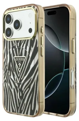 Immagine prodotto di Custodia Guess IML Zebra Glitter per iPhone 18 Pro Max / 17 Pro Max, color oro