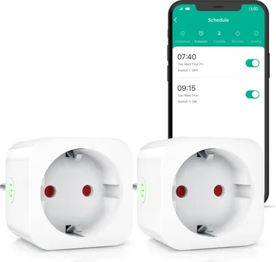Produktbild von BEARWARE WLAN-Steckdose 2,4 Ghz WiFi Fernsteuerung per Smart life App, Sprachsteuerung, 2er Set, Countdown Timer, Ein und Ausschalttimer, Intervallmodus, Zeitschaltuhr