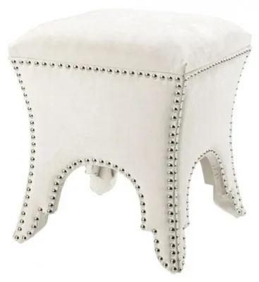 Produktbild von Casa Padrino Luxus Hocker Weiß, edler Polsterhocker mit Stahl und Holz, 39 x 39 x H. 45 cm