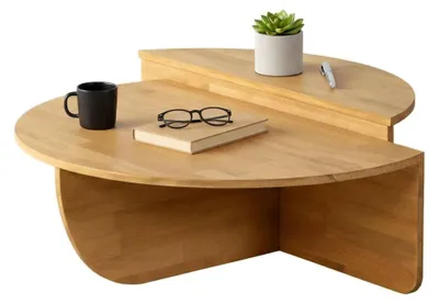 Produktbild von Wohnzimmertisch Dgiarett, Niedriger Wohnzimmertisch, Kaffeeregal, Couchtisch für Sofa, 90x60h35 cm, Eiche