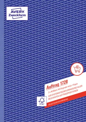 Immagine prodotto di Avery Zweckform® 1728 1728 , DIN A4, senza carta carbone, 2 x 40 fogli, bianco, giallo