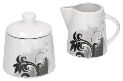 Produktbild von 2tlg. Set Milchkännchen 22cl & Zuckerdose 26cl Black Flower