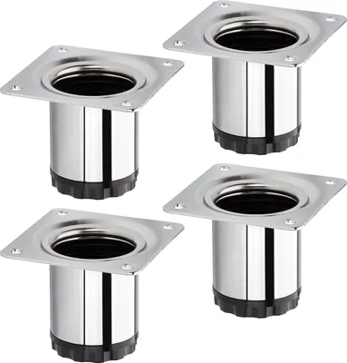 Produktbild von 4 Stück Möbelfüße BRAVO Höhe 50 mm (+ 10 mm) Ø 40 mm Chrom poliert höhenverstellbare Schrankbeine aus Stahl belastbar bis 50 kg pro Möbelbein SOTECH