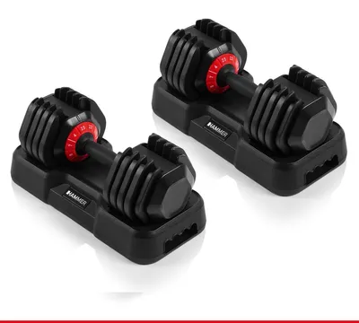 Produktbild von HAMMER Hanteln StrongLock 4.0 Smartes Hantelsystem mit Gewichtsverstellung durch einfaches Drehen (2 x 25 kg)