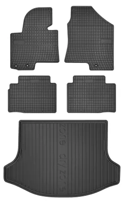 Produktbild von Gummimatten + Kofferraumwanne für Kia Sportage III 2010-2015 (SUV, Standard-Kofferraum) – Schwarz, passgenau – Wielganizator SolidPRO
