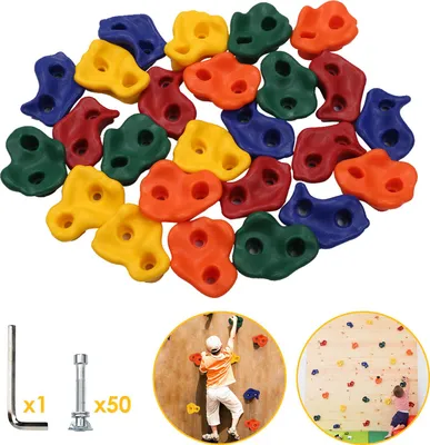 Produktbild von Faziango 50 Stk. Klettergriffe Set - Robuste Klettersteine für Indoor Outdoor bis 200kg Last