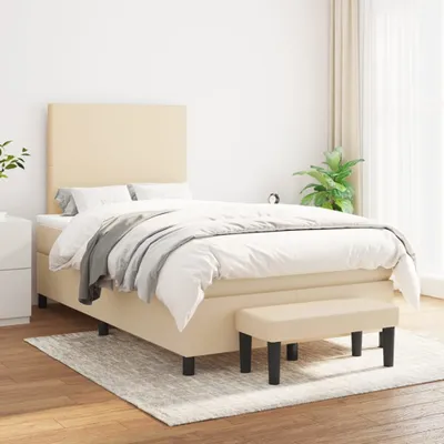 Produktbild von vidaXL Boxspringbett mit Matratze Creme 120x200 cm Stoff -  Betten & Bettgestelle