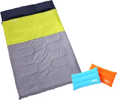 Produktbild von Outdoor-Camping-Doppelschlafsack, 2-Personen-Schlafsack mit 2 Kissen fuer Rucksackreisen, Camping, Wandern
