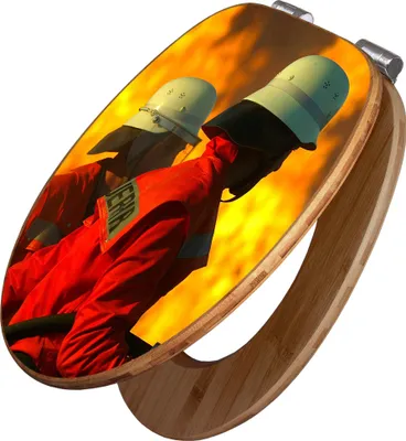 Produktbild von banjado Design WC Sitz Bambus Absenkautomatik -Feuer - Toilettendeckel mit Absenkautomatik Holz/hochwertiger Bambus Klodeckel/WC-Sitz für alle gängigen Toiletten [TDB2 10168]
