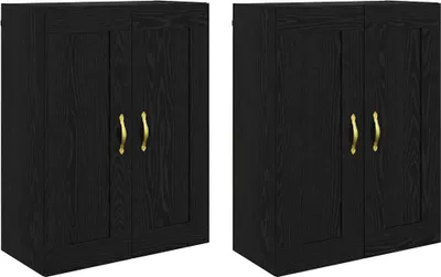 Zdjęcie produktu dla Szafka wisząca 2 pcs Czarny Dąb 69,5 x 34 x 90 cm