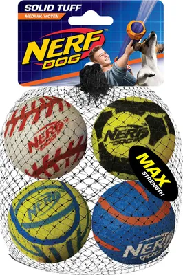 Image de Balles de tennis NERF Dog, lot de 4, ultra-résistantes, 6,4 cm