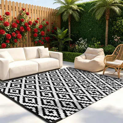 Outdoor Teppich wasserdicht doppelseitig grau 150x240 cm