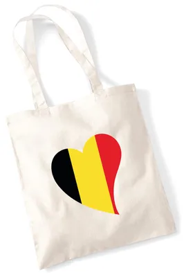 Produktbild von Huuraa Jutebeutel Belgien Flagge Herz 10 Liter Natural Baumwolle Tasche Geschenkidee