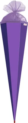 Produktbild von Bastel-Schultüte groß lila - 85 cm 6-eckig - extra stabil durch Rot(h)-Spitze mit farbigem Tüll-Verschluss