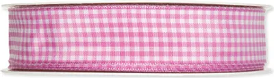 Produktbild von Dekoband Vichy Rosé 15 mm breit 25 m lang