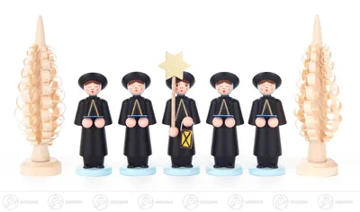 Produktbild von Kurrende Kurrendefiguren schwarz mit Spanbäumchen (7) Breite x Höhe x Tiefe 3 cmx9 cmx3 cm NEU