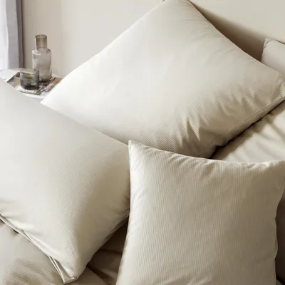 Produktbild von elegante Mako-Jersey Bettwäsche-Garnitur Cord Jersey Farbe Wollweiss Größe 155x220+80x80