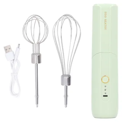 Produktbild von Elektrischer Handmixer, faltbar, 3 Gänge, kabelloser, tragbarer Hochgeschwindigkeits-Ei-Schneebesen mit 2 Köpfen, Grün