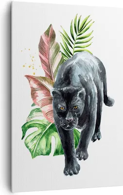 Produktbild von Bild auf Leinwand - Leinwandbild - Einteilig - Schwarz Panther Blätter - 80x120cm - Wand Bild - Wanddeko - Wandbilder - Leinwanddruck - Wanddekoration - Leinwand bilder - Wandbild - PA80x120-4813