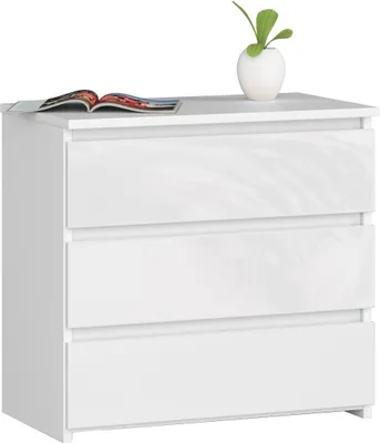 Obrázok produktu pre Akord Komoda 3 Zásuvky Biela/Biely Lesk 60X35X57 Cm