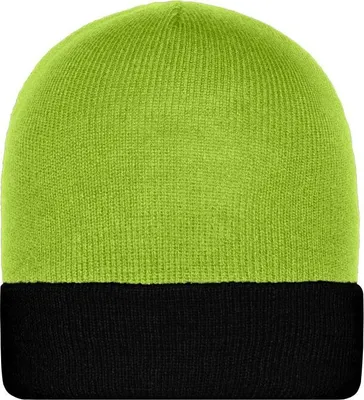 Produktbild von Knitted Cap Klassische Strickmütze mit Umschlag lime-green/black, Gr. one size