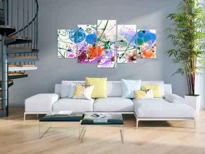 Immagine prodotto di Quadro acustico astratto colorato 200x100 cm immagini schiuma acustica ad alte prestazioni fonoassorbente isolamento acustico tela 5 pezzi parete murale acustica ambiente isolamento acustico f-C-0100-b-p