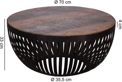 Produktbild von FineBuy Couchtisch 70x33x70 cm Holz / Metall Wohnzimmertisch Industrial Clubtisch Tisch Wohnzimmer Sofatisch mit Metallgestell Loungetisch massiv