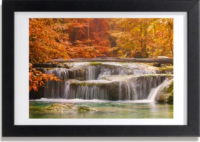 Produktbild von Bild 30x20 MDF-Rahmen, Wandkunst Wasserfall im Herbst