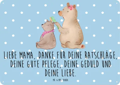 Produktbild von Mr. & Mrs. Panda Blechschild Bär Kind DIN A5 - Blau Pastell - Geschenk, Muttertag, Mutter, Blechtafel, Wandbild, Mama, Schild, Türschild, Familie, Retro, tafel