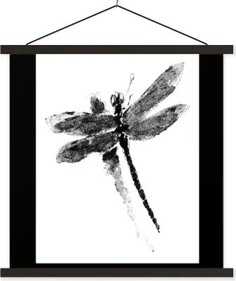 Produktbild von MuchoWow® Textilposter Eine antike Illustration einer Libelle 60x45 cm mit schwarzem Rahmen - Poster Schlafzimmer
