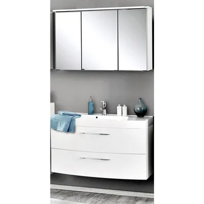 Produktbild von Badmöbel Waschplatz Set FLORIDO-03 Hochglanz weiß, 100cm