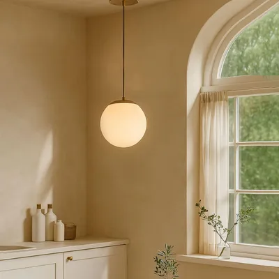 Produktbild von Opviq, Hochwertiger Kronleuchter, Metallkörper, Glasabdeckung Ø15 h:15 cm, höhenverstellbar 100-120 cm, E27 max 40 W, IP20, Weiß & Antik, ideal für modernes Wohnen & Hotels.